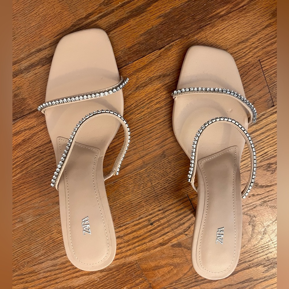 Zara Rhinestone Heeled Sandal Size 38